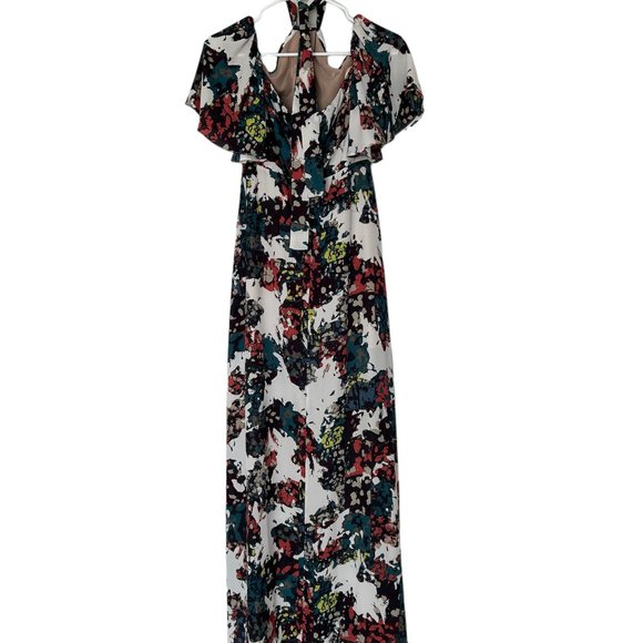 BCBG MaxAzria Green/Multicolor Print Kelly Ruffled Off-The-Shoulder Dress Size 0 - Picture 3 of 9
